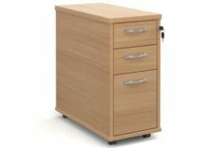 All Beech Tall Slimline Mobile 3 Drawer Pedestal