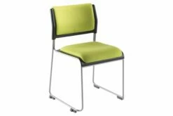 Pack Of 2 Matton Sled Framed Stacking Chairs With Upholstered Seat & Back