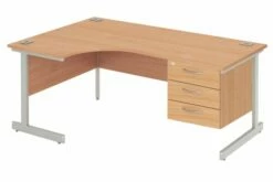 Proteus I Left Hand Ergonomic Desk With 3 Drawers