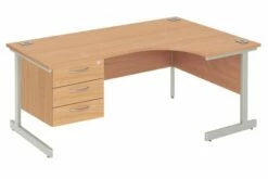 Proteus I Right Hand Ergonomic Desk With 3 Drawers